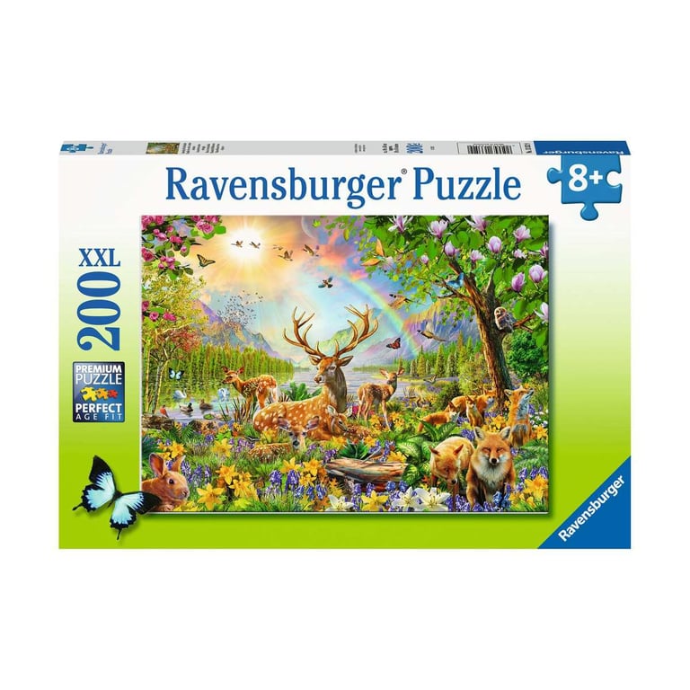 Puzzle 200 pièces : Famille de cerfs et autres animaux Ravensburger France - vue 2