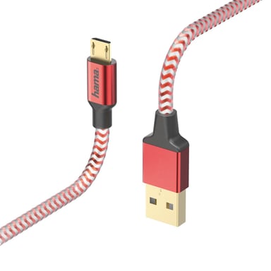 Câble de charge/données Reflective, micro-USB, 1,5 m, rouge