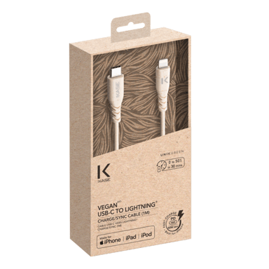 Cable vegano bio USB-C a Lightning certificado MFi Apple Carga/Sincronización (1M), Beige