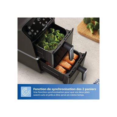 Airfryer Philips Série 4000 Vertical Duo NA461/00 Sans huile 10 L double panier 2750 W Noir