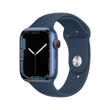 Watch Series 7 (GPS + Cellular) Boîtier en Aluminium Bleu de 45 mm, Bracelet Sport Bleu Abysse