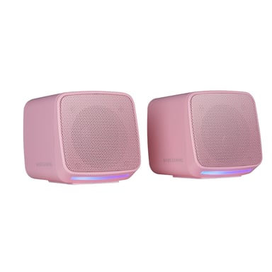 Mars Gaming MS-PRO, Altavoces Compactos 10W, Iluminación RGB Flow Dinámica, Altavoz PC con Caja de Control y Entrada Jack 3.5mm, Altavoces Gaming Compatibles con PC / Mac / Smartphone / Tablet, Rosa