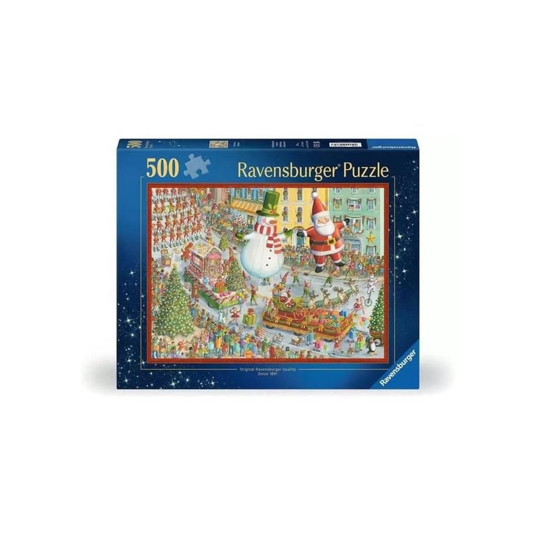 Puzzle Ravensburger 500 pièces formes uniques scène de fêtes hiver village sapins Bleu - Neuf
