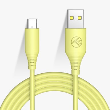 Câble de données en silicone Tellur, USB vers Type-C, 3A, 1m, jaune