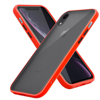 Coque pour Apple iPhone XR en Rouge Givré - Touches Noires Housse de protection Étui hybride avec intérieur en silicone TPU et dos en plastique mat