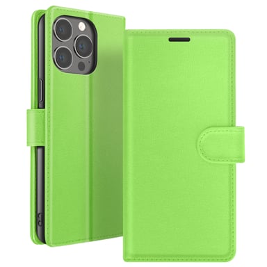Zanaé Funda tipo cartera para iPhone 13 Pro con soporte y lengüeta magnética Verde