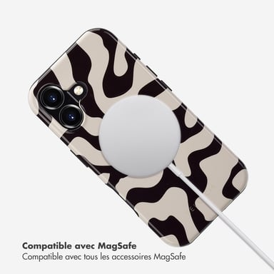 Selencia Coque arrière Vivid avec MagSafe pour Apple iPhone 16 - Art Wave Black