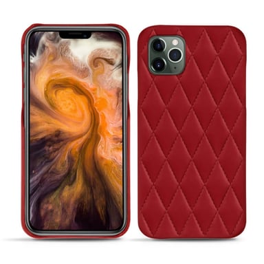 Coque cuir Apple iPhone 11 Pro Max - Coque arrière - Rouge - Cuir lisse couture