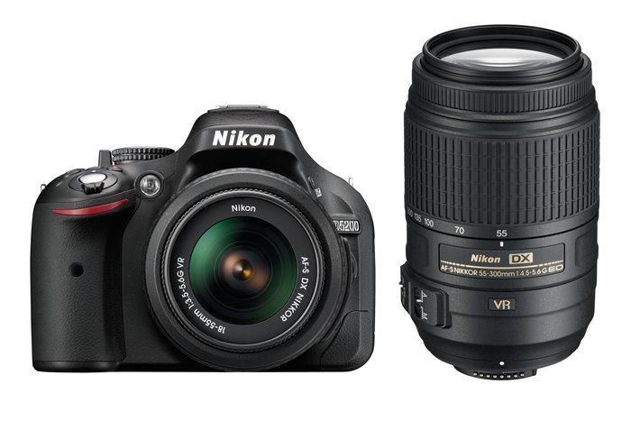 Nikon D5200 + AF DX NIKKOR 18 55mm + AF DX NIKKOR 55 300mm Boîtier d'appareil photo SLR 24 1 MP CMOS 6000 x 4000 pixels Neuf