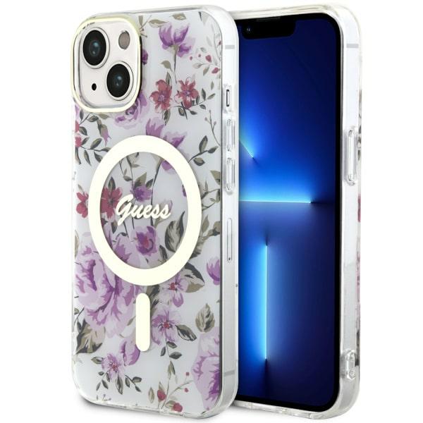 Guess Flower MagSafe - Coque pour iPhone 14 Plus (Transparente) - 3666339115647