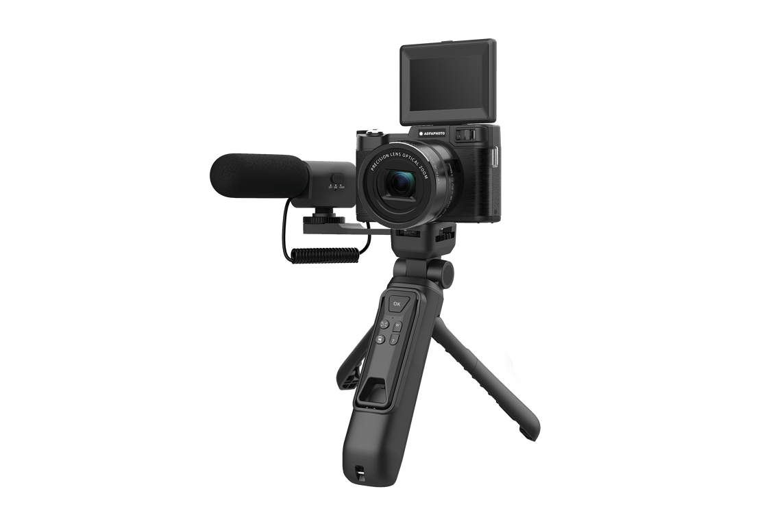AGFA PHOTO - Kit Vlogging Tout-en-Un : Caméra VLG-4K Optical, Trépied  Powerbank, Télécommande, Microphone, et Carte Micro-SD 32Go Inclus -  Immortalisez vos Moments en 4K avec Style ! - Agfa Photo