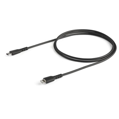 StarTech.com Cable Resistente USB-C a Lightning de 1 m Negro - Cable de Sincronización y Carga USB Tipo C a Lightning con Fibra de Aramida Resistente