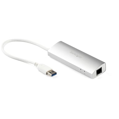 StarTech.com Hub USB a 3 porte con Ethernet, USB-A, Gigabit Ethernet/GbE, USB 5Gbps, design robusto, alimentazione da bus, hub USB 3.0 portatile per computer portatili