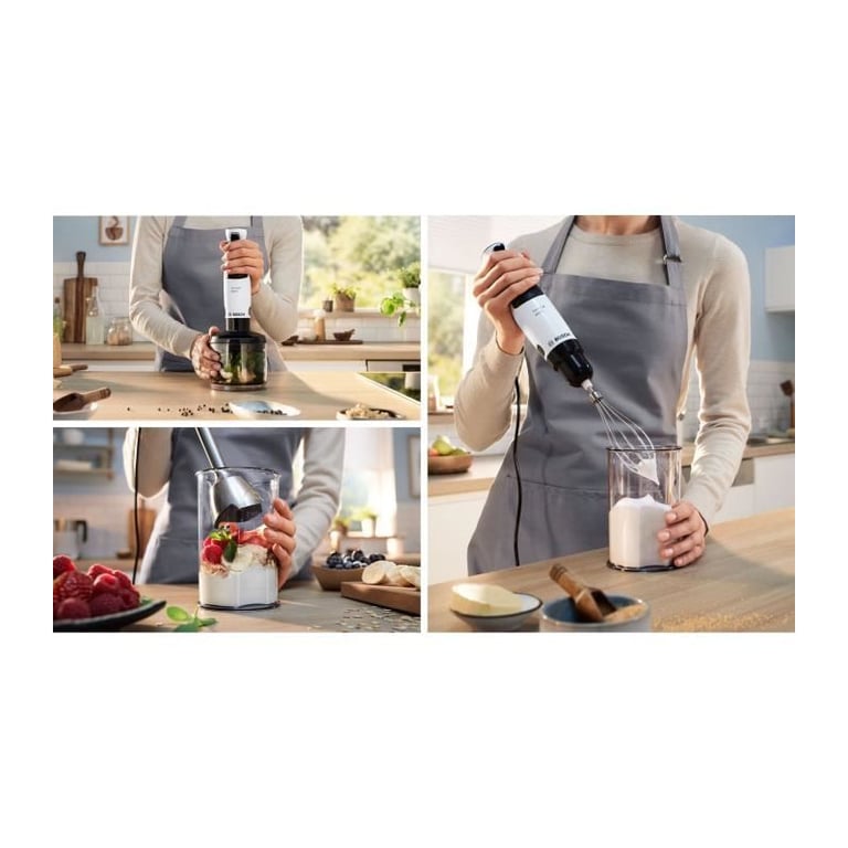 Mixeur plongeant BOSCH MSM4W221 4 lames aiguiseés Bol mélangeur Mini hachoir Fouet Engrenage céramique - vue 4