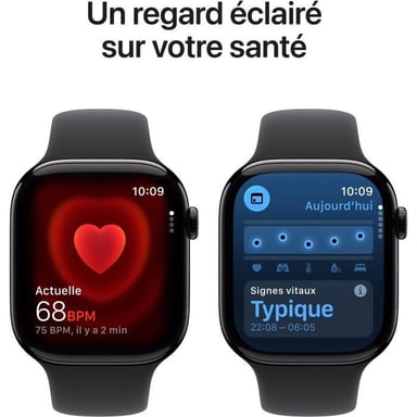 Apple Watch Series 11 GPS + Cellular 46mm Boitier en Aluminium Noir de Jais avec Black Sport Band - M/L