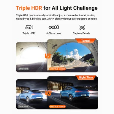 Dashcam VANTRUE N4 Pro S 4K Triple Canal con GPS, Visión Nocturna IR, Vigilancia 24h, Wi-Fi 5GHz y LTE Opcional