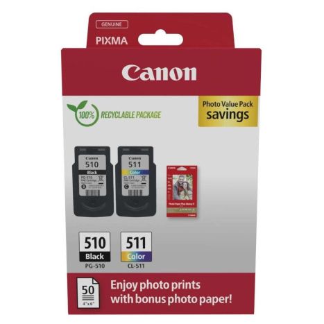 Pack 2 Cartouches Originales Canon Pg510/Cl511 Bk+C+M+Y - 2970B017 [Pag-244] [Ml-9] - Neuf