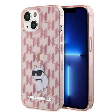 Custodia Karl Lagerfeld per iPhone 15 6.1'' rosa Custodia rigida Monogram Choupette