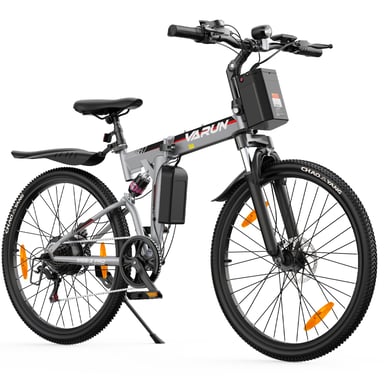 Vélo électrique pliable VARUN M26-3 PRO, batterie 48 V 7,8 Ah, suspension intégrale - argent