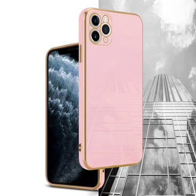 Coque pour Apple iPhone 12 PRO en Glossy Rose - Or Housse de protection Étui en silicone TPU flexible et avec protection pour appareil photo