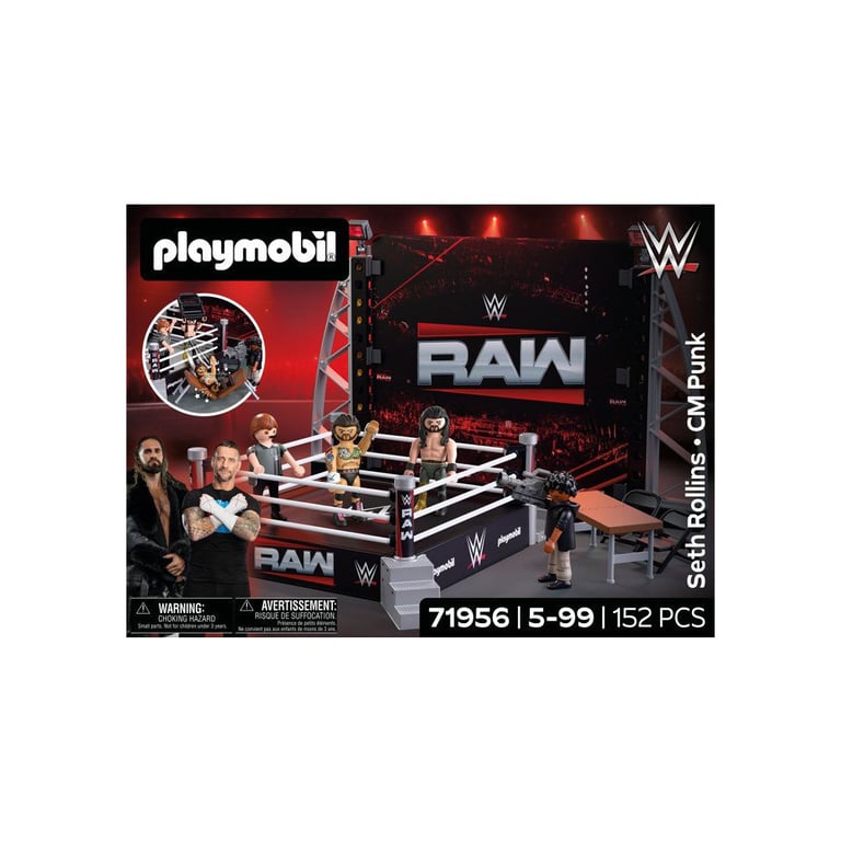 Playmobil C WWE 71956 Le Ring avec scène d'entrée et accessoires 152 pièces Noir & Gris - vue 6