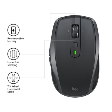 Logitech MX Anywhere 2S Mouse mobile senza fili per mano destra RF senza fili + Bluetooth 4000 DPI