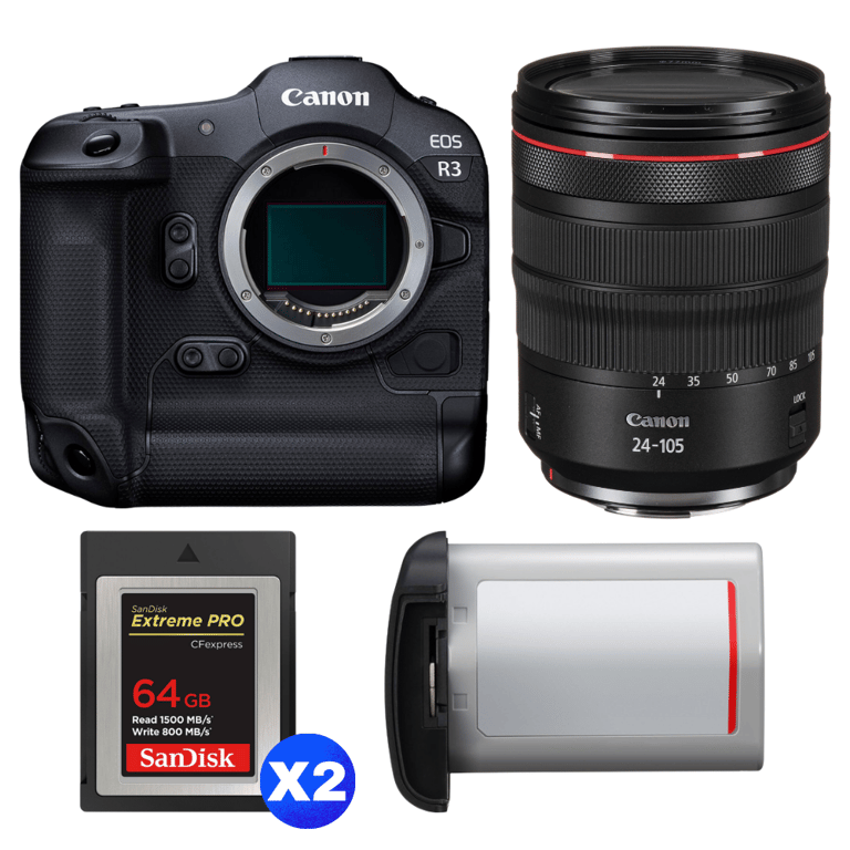 Fotocamera mirrorless Canon EOS R3 + RF 24-105mm f/4 L IS USM + 2 ...