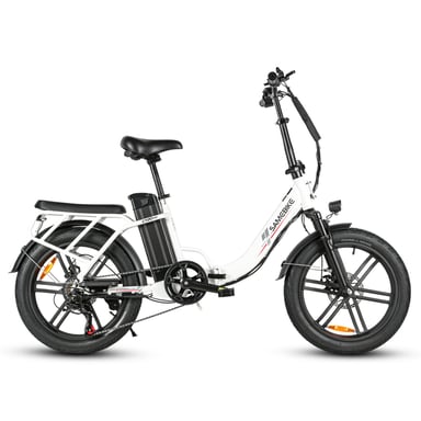 Bicicleta eléctrica plegable urbana SAMEBIKE CY20 Pro con batería de 36 V y 13 Ah, Shimano de 7 velocidades - Blanca