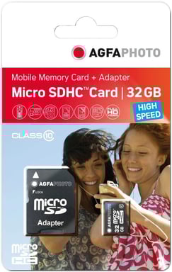 Scheda di memoria microSDHC AgfaPhoto - 10581 - Capacità 32GB - Nero