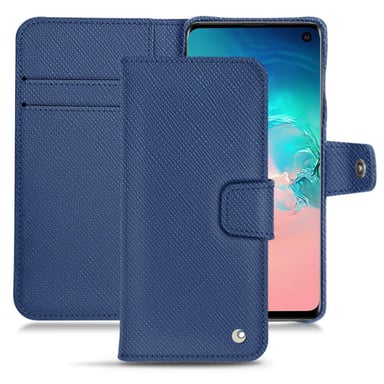 Housse cuir Samsung Galaxy S10E -  - Bleu - Cuir saffiano