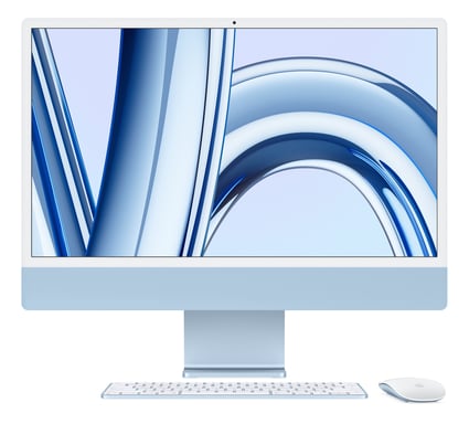Apple iMac Apple M M3 59,7 cm (23.5'') 4480 x 2520 pixels PC All-in-One 8 Go 256 Go SSD macOS Sonoma Wi-Fi 6E (802.11ax) Bleu