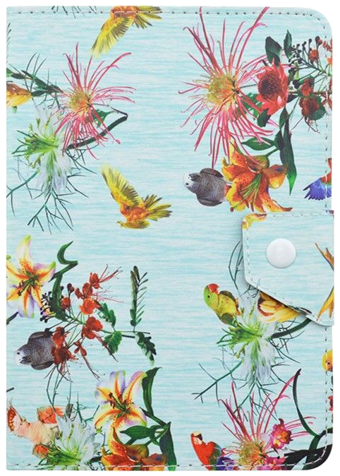 Housse Protection Tablette 7 Pouces Support Horizontal Motif Perroquet Et Fleur Simili cuir YONIS