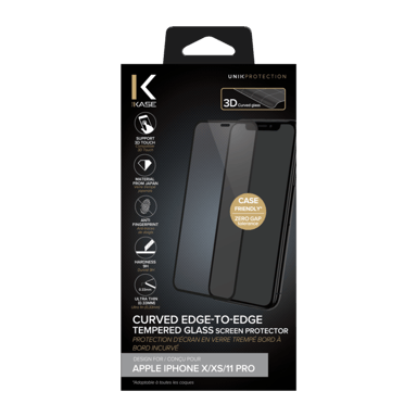 Protezione dello schermo in vetro temperato edge-to-edge per Apple iPhone X/XS/11 Pro, nero