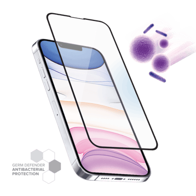 Protector de pantalla antibacteriano de vidrio templado ultrarresistente (cobertura del 100% de la superficie) para Apple iPhone 13 Pro Max, Negro