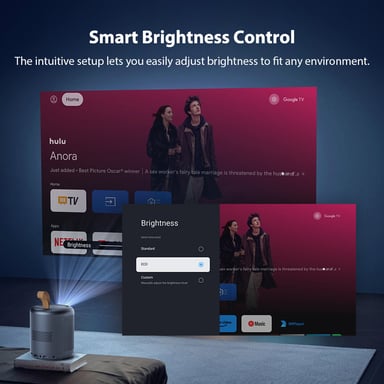 Vidéoprojecteur ETOE E3 Pro avec Google TV, 600 ANSI, 1080P Natif, Décodage 4K, Mise au point Automatique et Correction Keystone, Wi-Fi Double Bande et Audio 20W - Prise EU