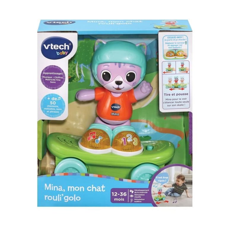 Jouet interactif VTECH BABY Mina mon Chat Rouli'golo Skateboard Mixte + - vue 3
