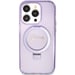 Custodia Guess per iPhone 15 Pro Max 6,7'' viola Custodia rigida Ring Stand Script Glitter MagSafe