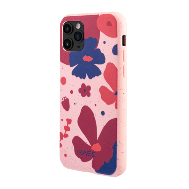 Carcasa antibacteriana vegana orgánica 100% cero residuos para Apple iPhone 11 Pro, rosa petunia.