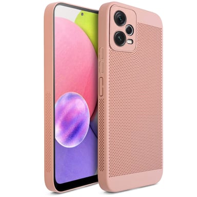 Moozy VentiGuard Coque pour Xiaomi Redmi Note 12, Rose Pastel - Housse Respirante avec Motif Perforé pour Circulation de l'Air, Ventilation, Anti-Surchauffe