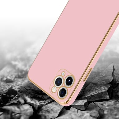 Coque pour Apple iPhone 12 PRO en Glossy Rose - Or Housse de protection Étui en silicone TPU flexible et avec protection pour appareil photo