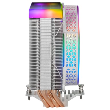 Mars Gaming MCPU-VR, Disipador CPU, Doble Espejo Infinito ARGB, 4 Heatpipes HCT, TDP 180 W, Ventilador Ultra-silencioso PWM 12 cm, Blanco