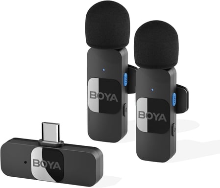 Micrófono de solapa inalámbrico Boya V2 Lightning, omnidireccional, reducción de ruido