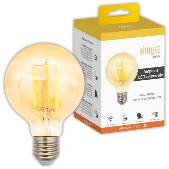 Ampoule connectée Vintage Konyks Antalya Style G80 E27 LED Wi Fi + BT E27 Neuf