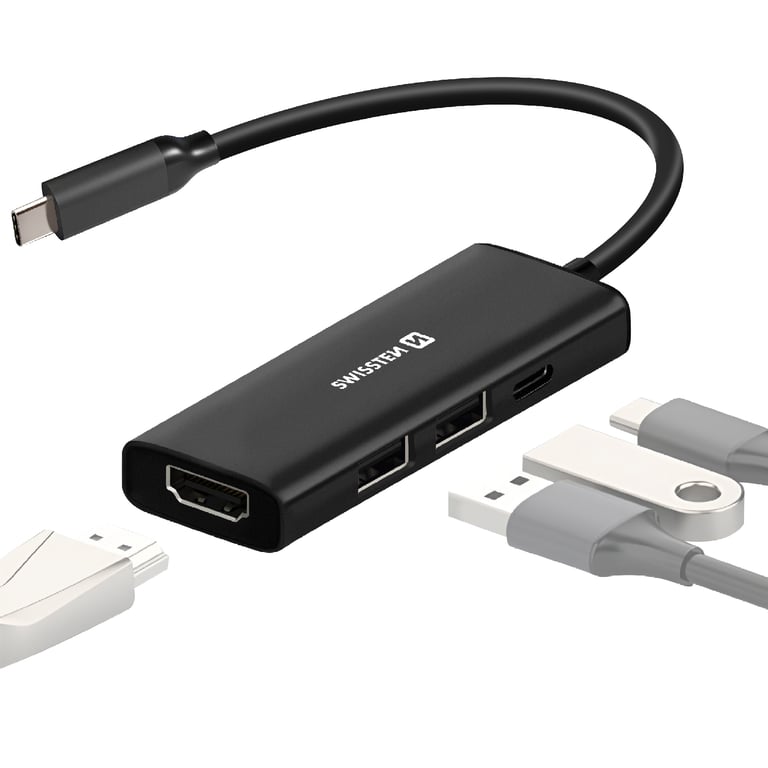 Hub USB C 4 en 1 vers HDMI 4K USB C Recharge et USB Neuf