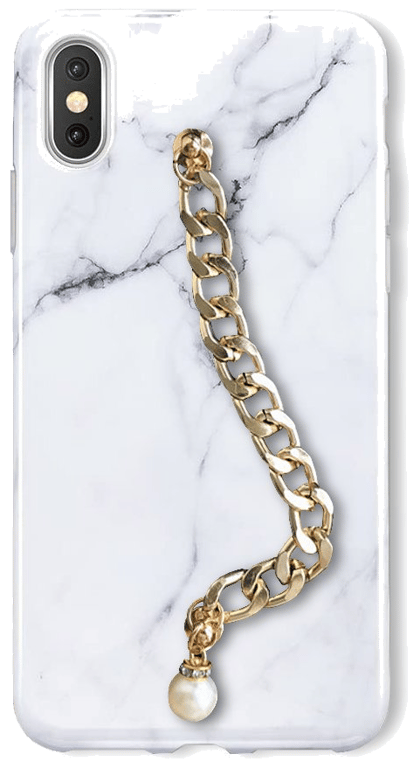 LaCoqueFrançaise Coque Apple iPhone XR effet marbre dragonne chaine dorée