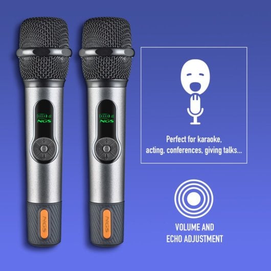 Microphone dynamique sans fil NGS 2 4 GHz avec écran batterie et double récepteur - vue 4