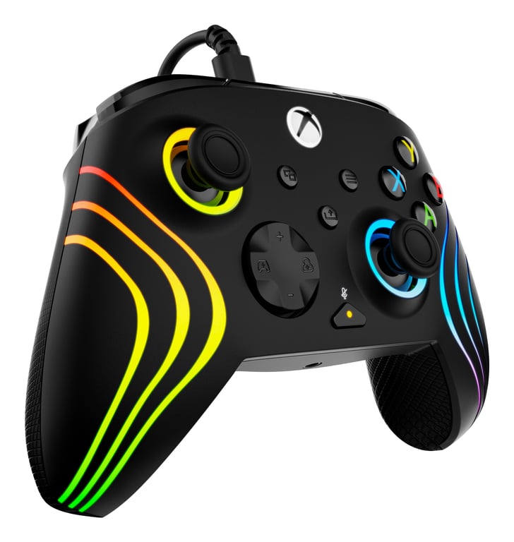 Turtle Beach Afterglow Wave Controller Noir Manette de jeu RGB filaire - Licence pour Xbox Series XS, Xbox One et Windows - Boutons programmables, gachettes à effet Hall, commandes audio - Neuf