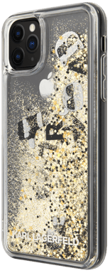 Funda Karl Lagerfeld Bling Bling con dijes flotantes para Apple iPhone 11 Pro Max, Dorada