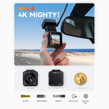 Dashcam VANTRUE E1 Pro 4K HDR con Visione Notturna STARVIS 2, GPS, WiFi 5 GHz, Comando Vocale e Sorveglianza 24/7