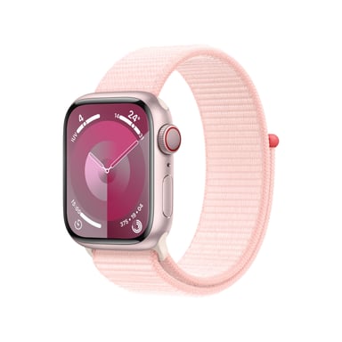 Watch Series 9 GPS + Cellulaire, boitier en aluminium de 41 mm avec boucle sport, Rose